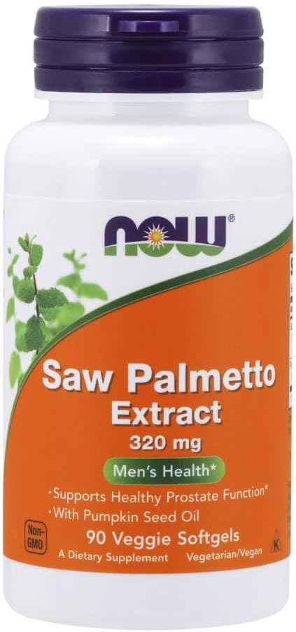 NOW Foods Saw Palmetto Extract 320mg with Pumpkin Seed Oil for Men's Health - 90 Veg Softgels