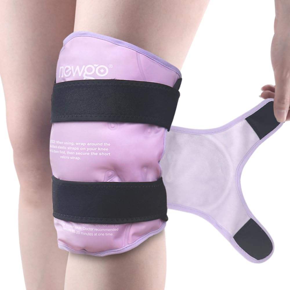 Reusable Gel Ice Pack Knee Wrap for Knee Injuries, Swelling - Purple - Ideal for Meniscus Tear, ACL, Knee Replacement Surgery - NEWGO - Espot.com.au