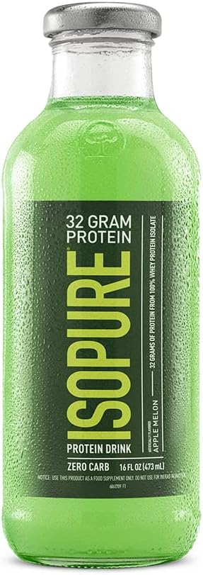 Clear Whey Protein Isolate Drink, Apple Melon Flavor, Zero Carb, 32g Protein, 16 Fl Oz (Pack of 12) - Espot.com.au