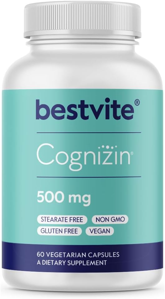 Cognizin 500mg Premium Choline Nootropic Capsules - Vegan, Non GMO, Gluten Free - Clinically Studied Brain Supplement for Memory and Focus - 60 Vegetarian Capsules - Espot.com.au