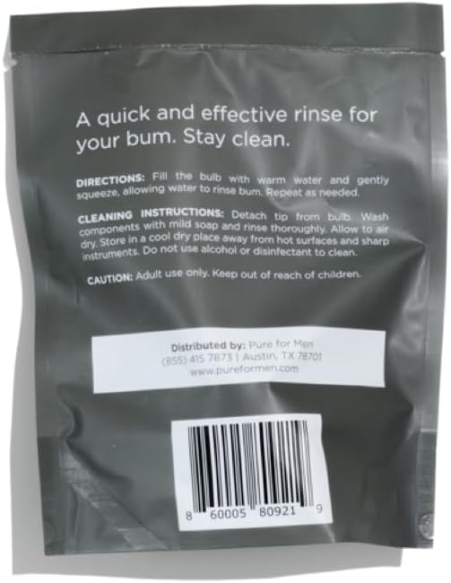 Pure for Men Bum Bulb Anal Douche Kit - Detachable Tip, Reusable Enema - 3 oz Capacity - Easy to Use & Durable - Espot.com.au