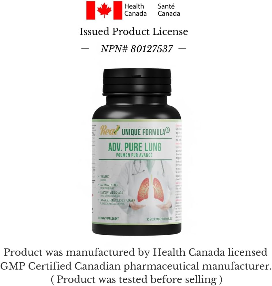 Advanced Lung Support Supplement with Unique Formula - Chaga Mushroom, Turmeric, Honeysuckle Flower, Pomegranate Blend - Promotes Respiratory Health, Detox, Cleanse - 90 Capsules - Espot.com.au