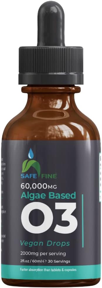 Omega-3 Algae Oil Liquid Drops - 2000mg DHA & EPA - 60ml Bottle - Heart, Brain, Eye, Joint Health - Vegan Supplement - Espot.com.au