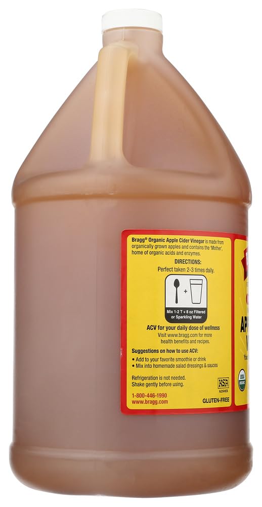 Organic Bragg Apple Cider Vinegar - Raw & Unfiltered - 32 oz Bottle - All Natural, Non-GMO - With "Mother" for Gut Health & Weight Loss - Espot.com.au