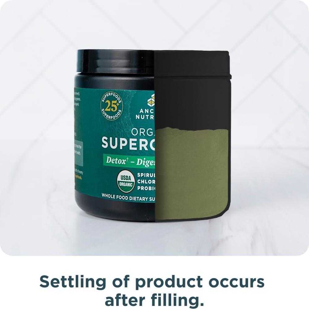 Organic SuperGreens Powder with Probiotics & Multivitamin Greens - Real Fruits, Vegetables & Herbs - Digestive & Energy Support - 12 Servings, 3.6oz - Espot.com.au