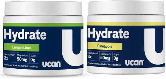Bundle of UCAN Hydrate Lemon Lime and Pineapple Jars - Ideal for Running, Training, Fitness, Cycling, Crossfit | Sugar-Free, Vegan, & Keto-Friendly Energy Drink Supplement - Espot.com.au