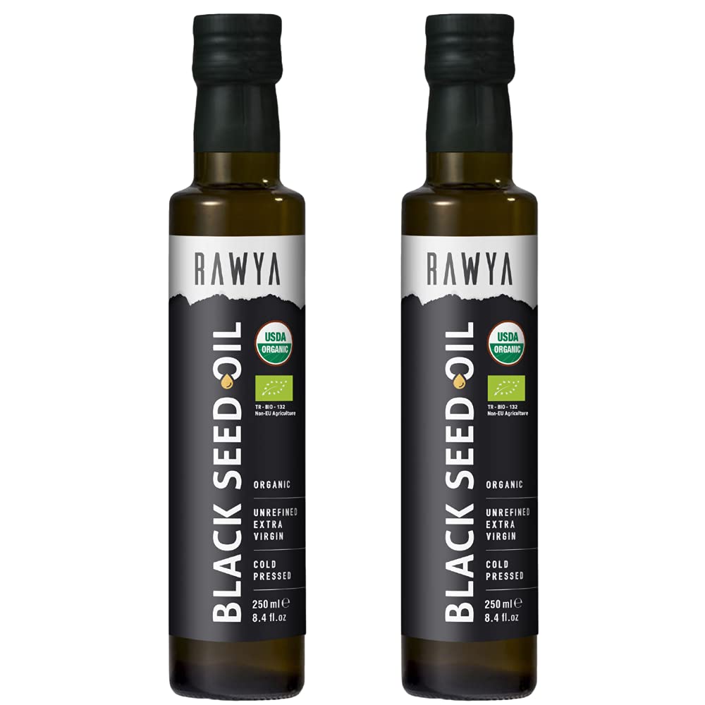 Organic Turkish Black Seed Oil 250ml - Cold Pressed Nigella Sativa Supplement - USDA Certified - Rich Flavor - High Concentration - 2 Pack - Espot.com.au