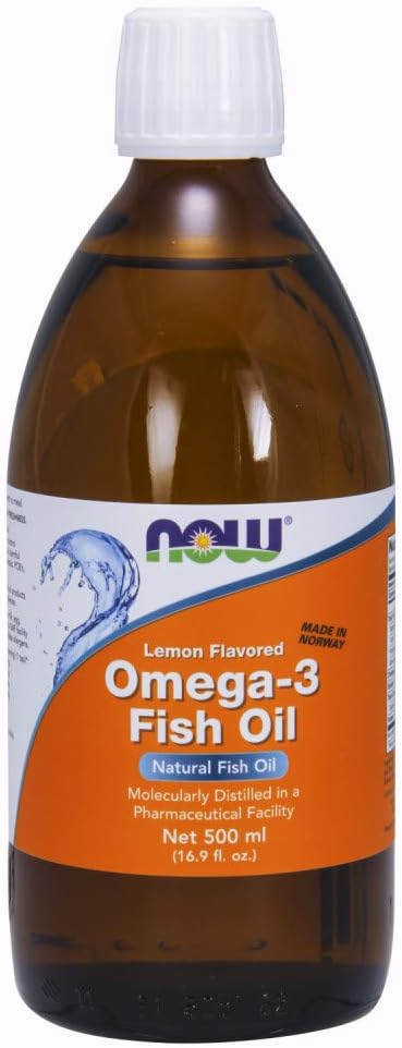 NOW Omega-3 Fish Oil Liquid Supplement, Lemon Flavored, 16.9-Ounce Bottle - Molecularly Distilled - Espot.com.au