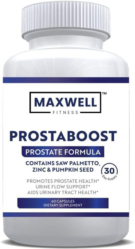 MAXWELL FITNESS PureProsta Boost Prostate Support Supplement - Saw Palmetto, Zinc, Pumpkin Seed Blend - Promotes Prostate Health, Urine Flow, Urinary Tract - 60 Capsules - Espot.com.au