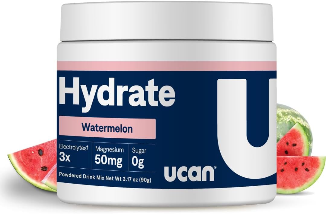 Bundle of UCAN Hydrate Watermelon and Lemon Lime Jars - Ideal for Running, Training, Fitness, Cycling, Crossfit | Sugar-Free, Vegan, & Keto-Friendly Energy Drink Supplement - Espot.com.au