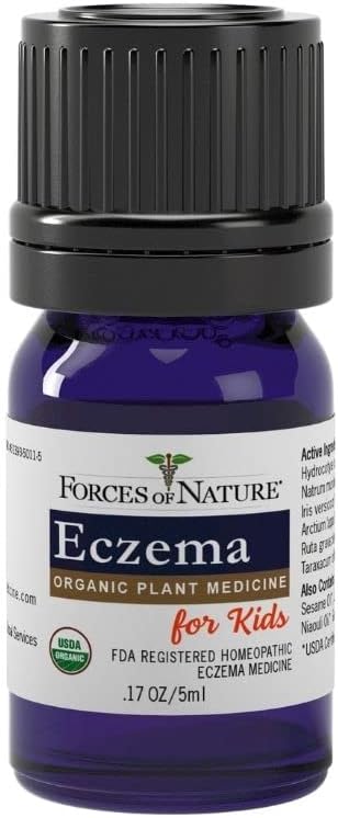 Organic Homeopathic Eczema Control for Kids, 0.17 Fl Oz - Soothing Treatment for Dry, Itchy Skin - Multi Symptom Relief, Steroid-Free Care from Forces of Nature - Espot.com.au