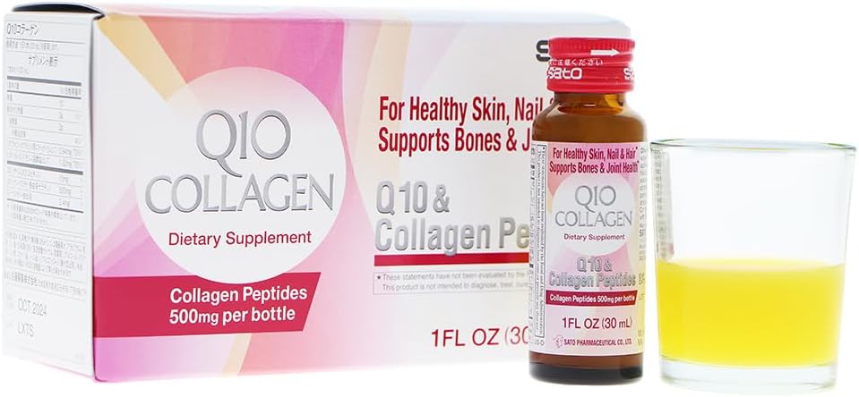 sato-q10-collagen-peptides-for-healthy-skin-hair-nails---supports-bone-joint-health---500mg-per-bottle---10-pack---made-in-japan---10-fl-ounce-2