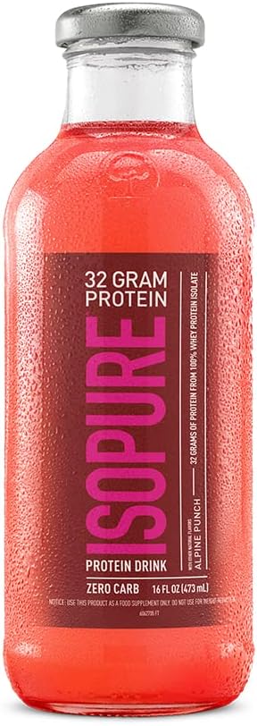 Isopure Zero Carb Alpine Punch Whey Protein Isolate Drink, 32g Protein, Ready-to-Drink, 16 fl oz (12 Bottles) - Espot.com.au