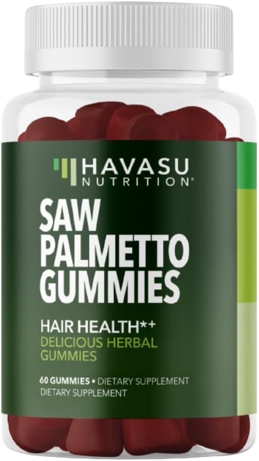 Saw Palmetto Gummies for Men - Hair Health & Balding Support - 60 Count - Raspberry Flavor - Vegan & Non-GMO - 1 Month Supply - Espot.com.au