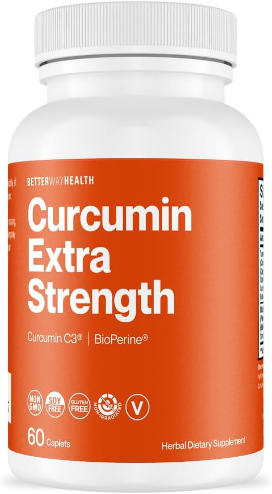 Turmeric Curcumin Extra Strength Caplets with Curcumin C3 Complex and BioPerine - 1000mg - Better Way Health - Espot.com.au
