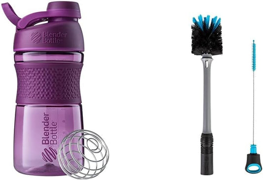 sportmixer-shaker-bottle-20oz---ideal-for-protein-shakes-pre-workout---plum-color-with-bonus-straw-cleaning-brush---gray-color---1-pack-1