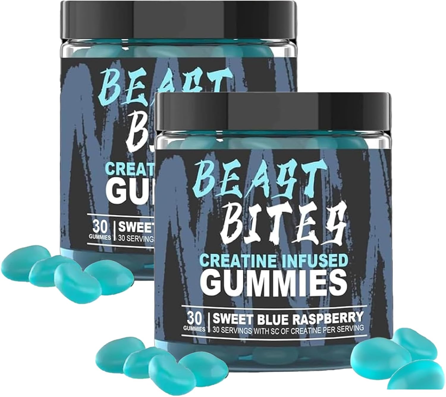 5g Creatine Monohydrate Vegan Gummies - No Sugar/Artificial Colors - Blue Raspberry Flavor - 30 Count - Made in USA