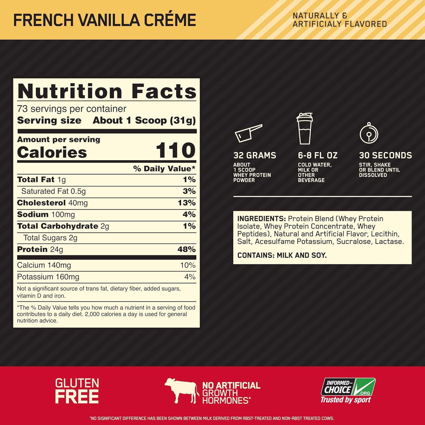 5lb Optimum Nutrition Gold Standard 100% Whey Protein Powder - French Vanilla Creme