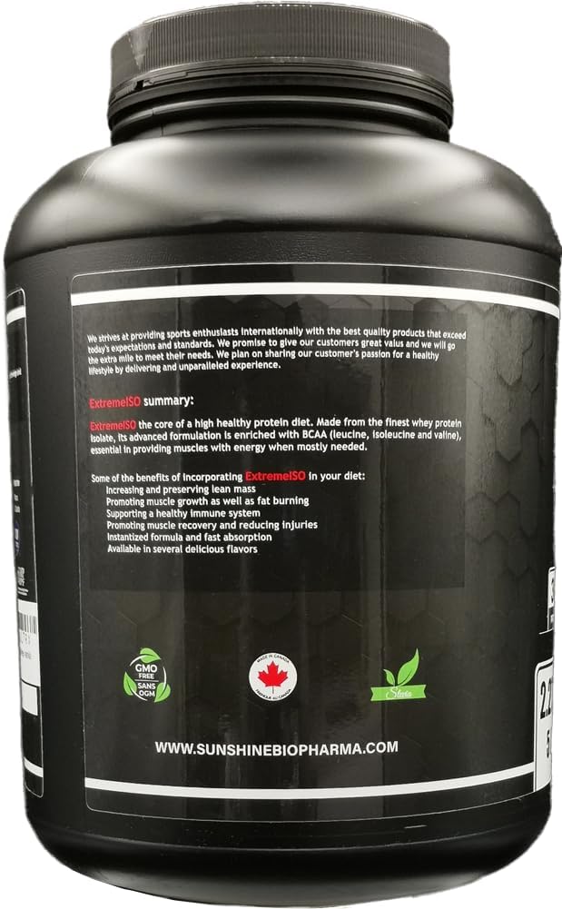5lbs Sunshine Biopharma Extreme ISO Whey Protein Isolate for Muscle Growth and Fast Recovery - Low Fat, Low Calorie Source