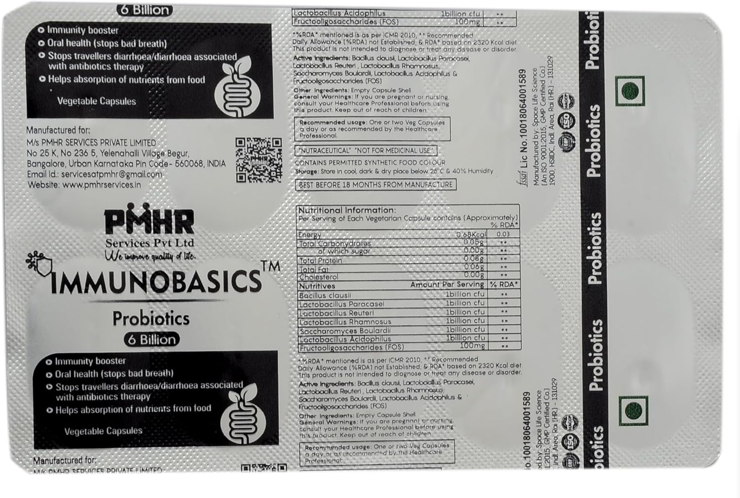 6 Billion CFU Probiotic Capsules with Prebiotics for Gut Health | Contains L. Acidophillus, L. Rhamnosus, L. paracasei, and More