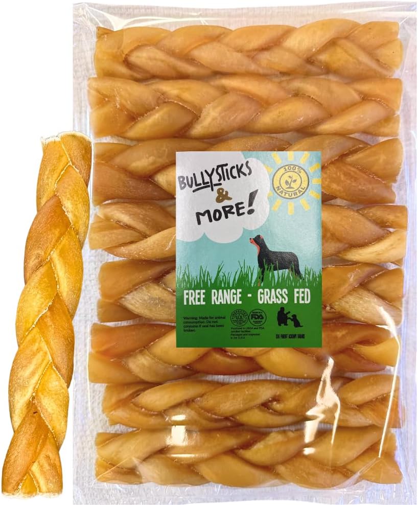 6" Braided Collagen Sticks - 8 Count - Natural Bullystick Treats
