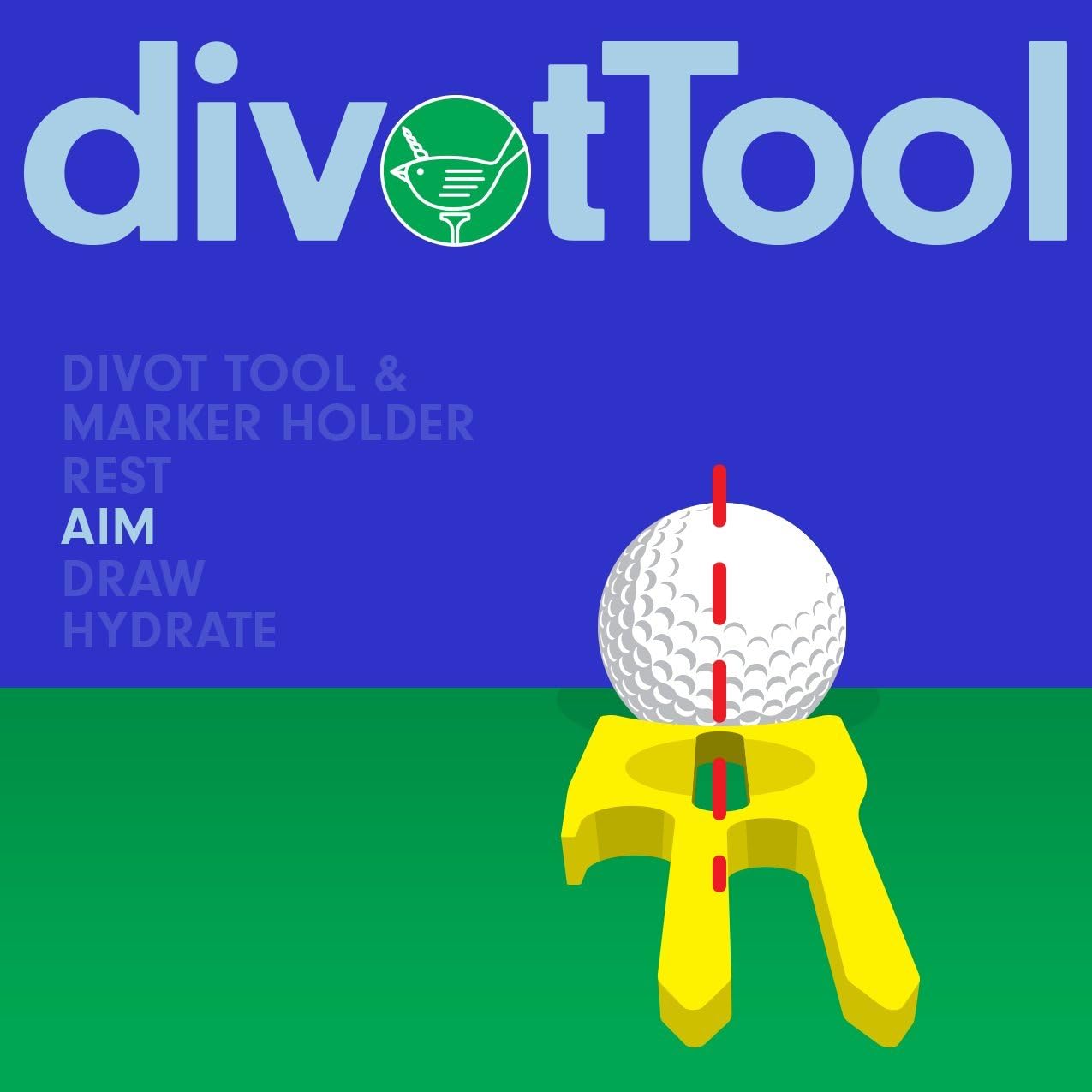 6-in-1 Birdicorn Golf Divot Repair Tool with Ball Marker - Essential Golf Accessory for Course Maintenance