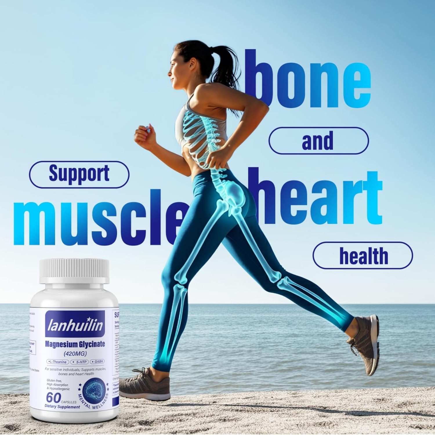 6-in-1 Magnesium Complex with GABA, 5-HTP, L-Theanine, L-Tyrosine - 420mg, High Absorption, Vegetarian - 60 Capsules