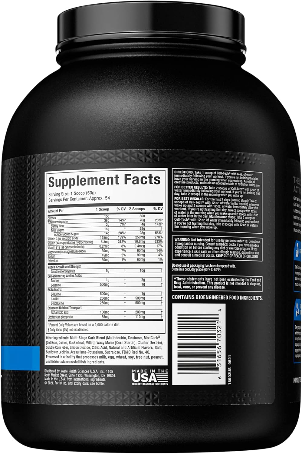 6 lbs MuscleTech Cell-Tech Creatine Powder & 4 lbs Nitro-Tech Whey Protein Bundle - Strawberry Flavor for Muscle Building & Recovery