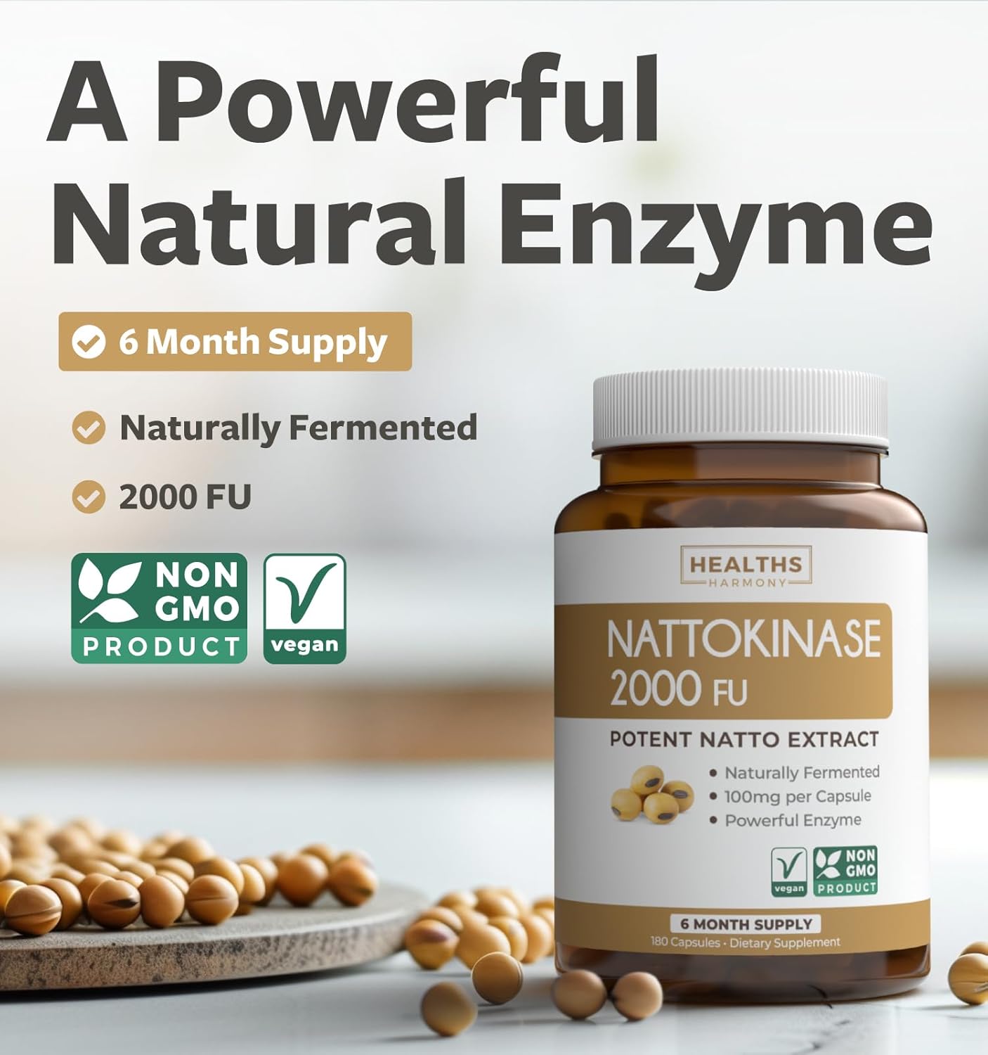 6-Month Supply of Healths Harmony Nattokinase & Beet Root Capsules - Powerful Antioxidant & Nitrate Superfood Combo