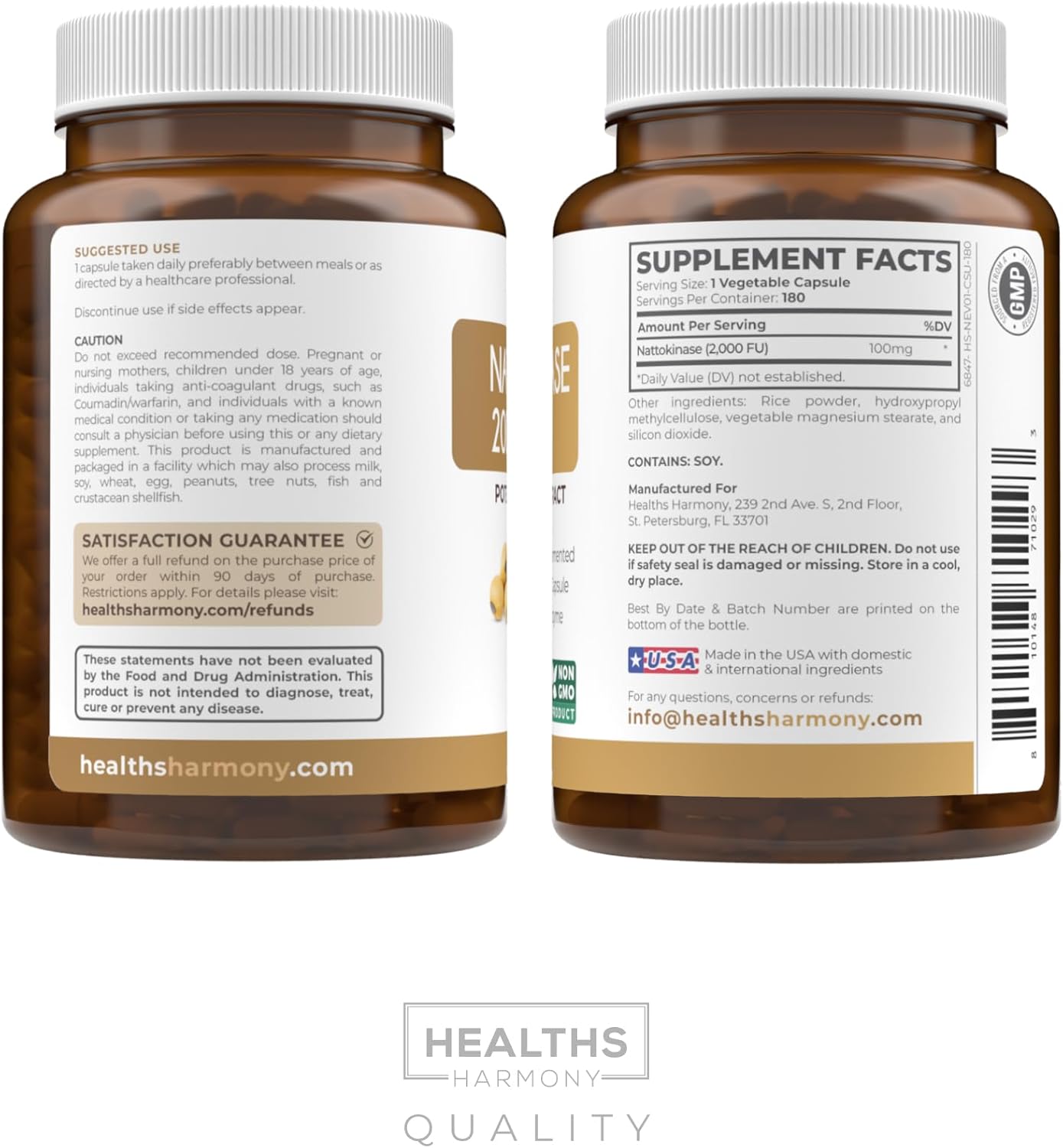 6-Month Supply of Healths Harmony Nattokinase & Beet Root Capsules - Powerful Antioxidant & Nitrate Superfood Combo