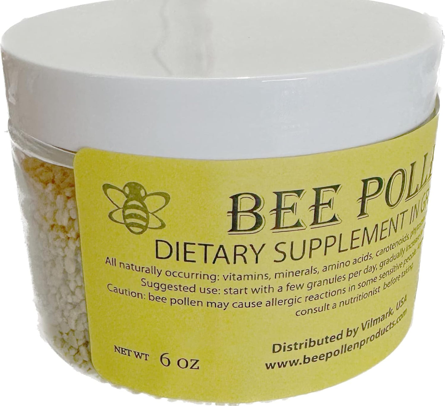 6 oz Jar of Vilmark 100% Pure Natural Non-Processed BEE Pollen Granules