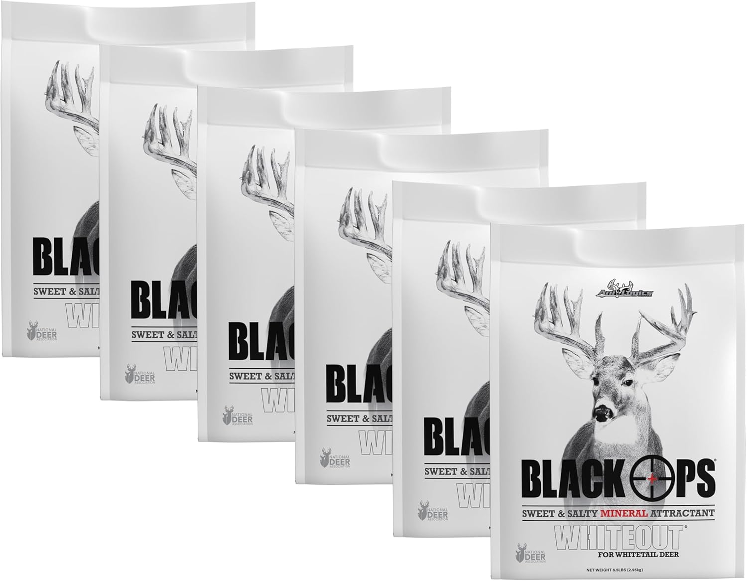 6 Pack of Ani-Logics Outdoors Black Ops Whiteout Granular Deer Mineral 6.5lbs