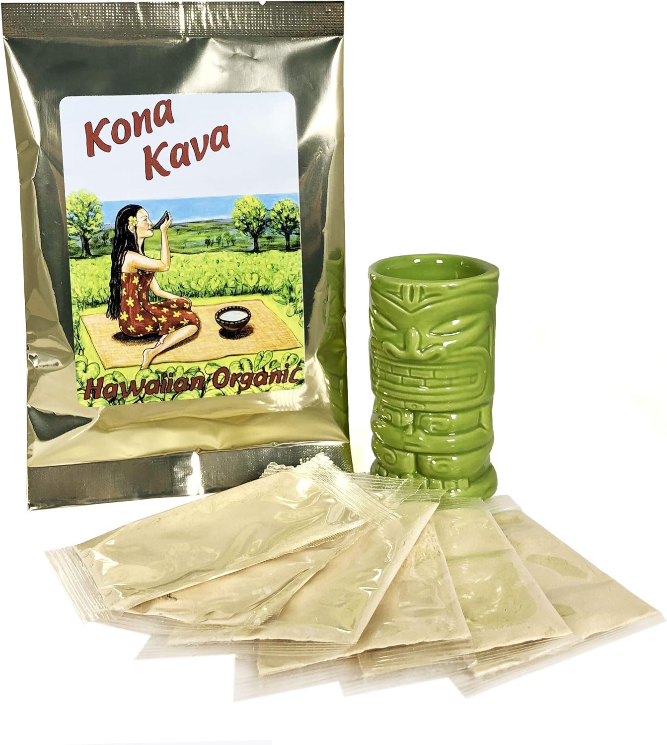 6 Pack of Kona Kava Farm Instant Kava Drink Singles with 30% Kavalactone - Tropical Flavor