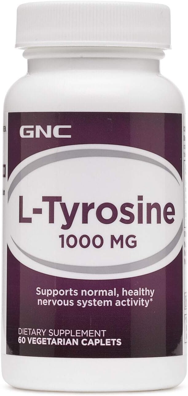 60 Caplets of GNC L-Tyrosine 1000mg for Healthy Nervous System Support
