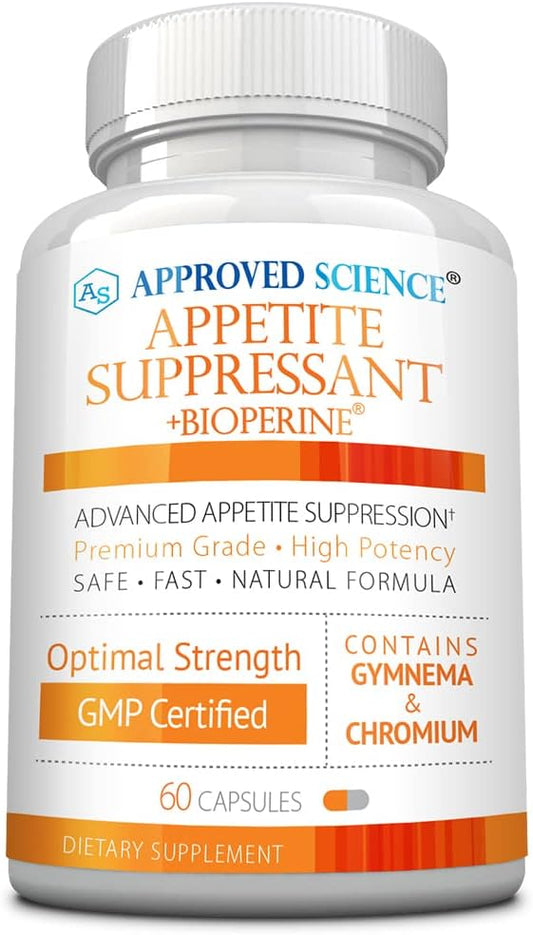 60 Capsules of Approved Science® Appetite Suppressant with Gymnema, Chromium, and Cayenne Pepper - USA Made