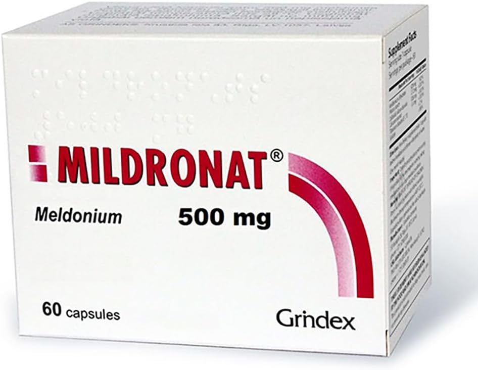 60 Capsules of Generic Mildronate Mildronat Meldonium 500 mg for Enhanced Energy Production