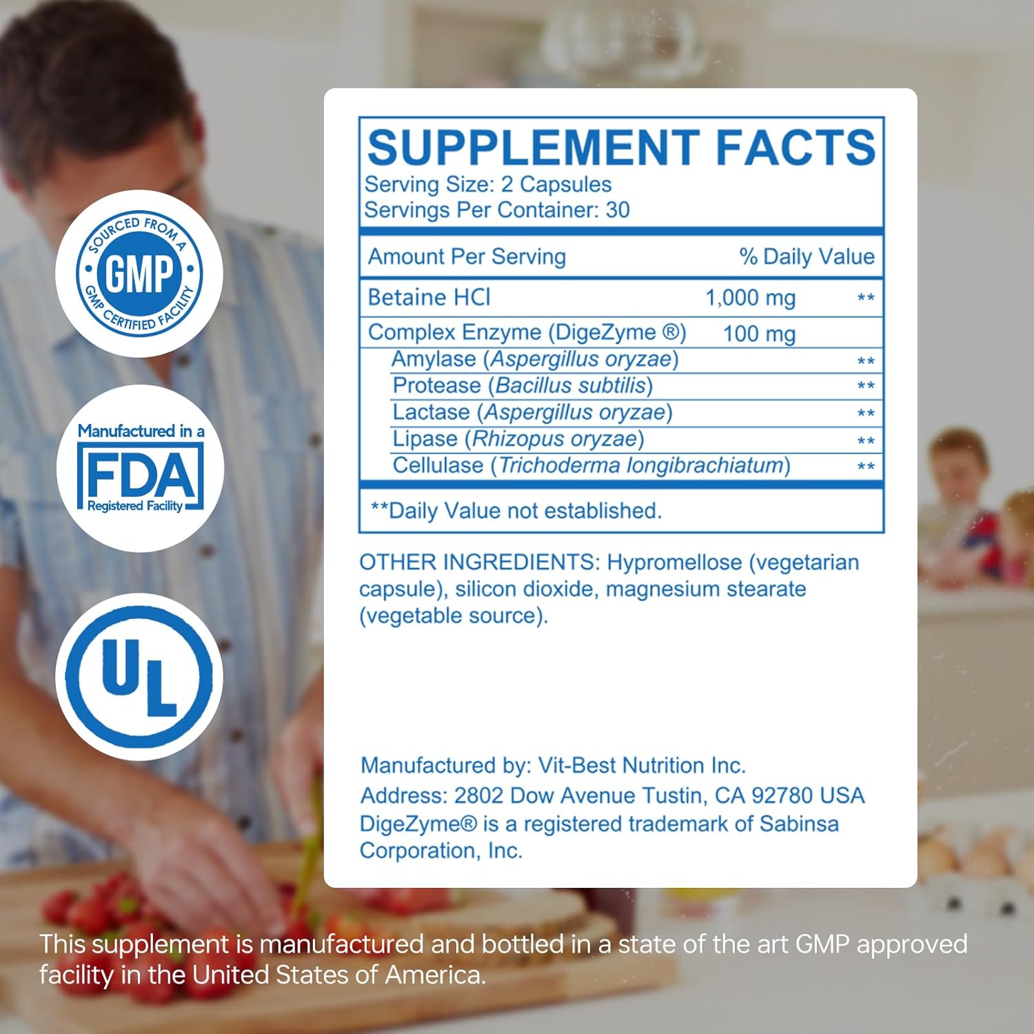 60 Capsules of HUJ Digestive Enzymes Supplement for Optimal Digestive Health