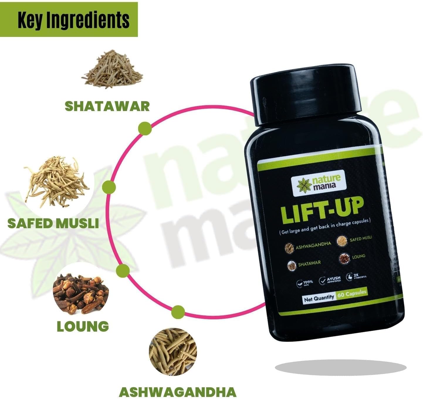60 Capsules of Natural Ayurvedic Lift-up Capsules for Men - Pack of 1