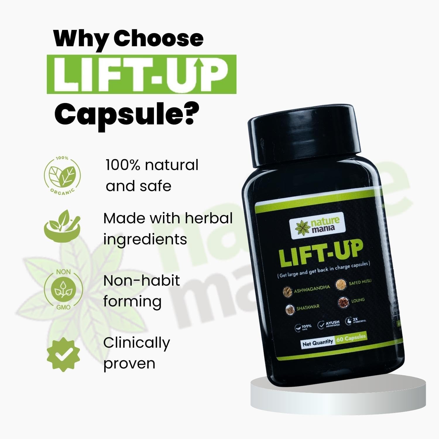 60 Capsules of Natural Ayurvedic Lift-up Capsules for Men - Pack of 1
