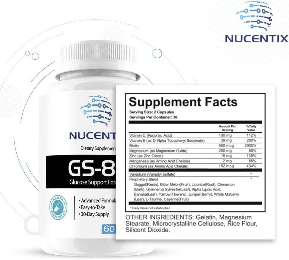 60 Capsules of Nucentix GS-85 Blood Sugar Support Supplement