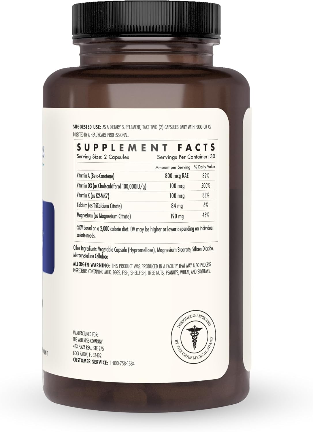 60 Capsules of The Wellness Company Strong Bones: Key Minerals for Bone Strength | Vegan, Non-GMO, Gluten Free | Supports Bone Health