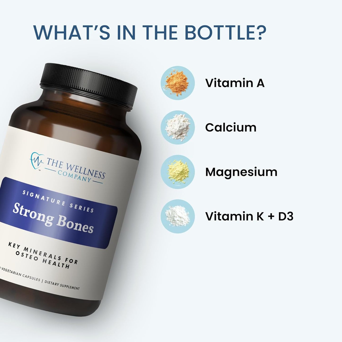 60 Capsules of The Wellness Company Strong Bones: Key Minerals for Bone Strength | Vegan, Non-GMO, Gluten Free | Supports Bone Health
