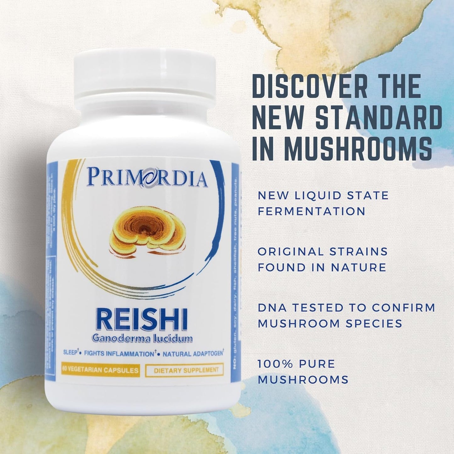 60 Capsules Primordia Pure Reishi Mushroom Supplement for Gut Health, Immune Support, and Restful Sleep - Liquid State Fermentation of Reishi Ganoderma Lucidum Mushrooms