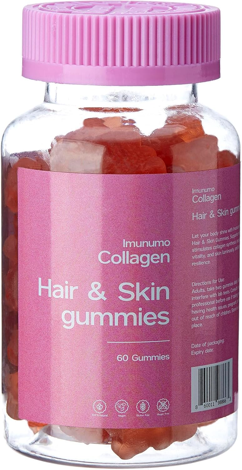 60 Count Imunumo Collagen Hair and Skin Gummies - Boost Immunity and Enhance Hair & Skin Health