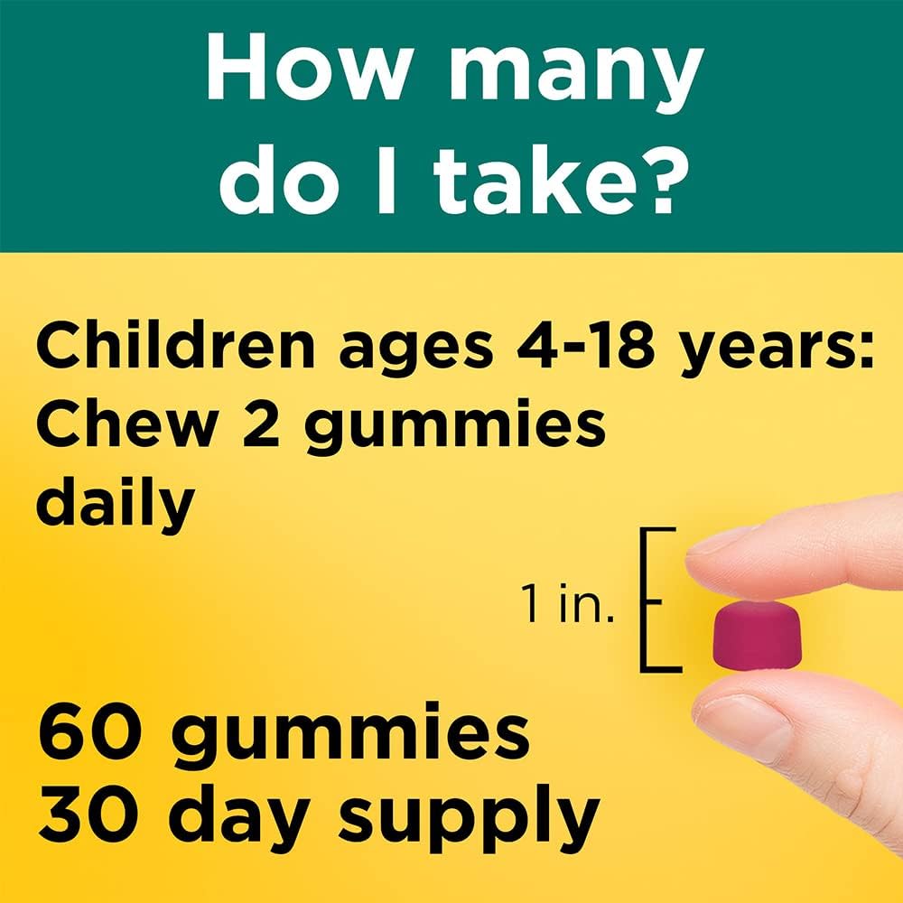 60 Count Nature Made Kids First Fiber Gummies for Digestive Health - Chewable Fiber Supplements