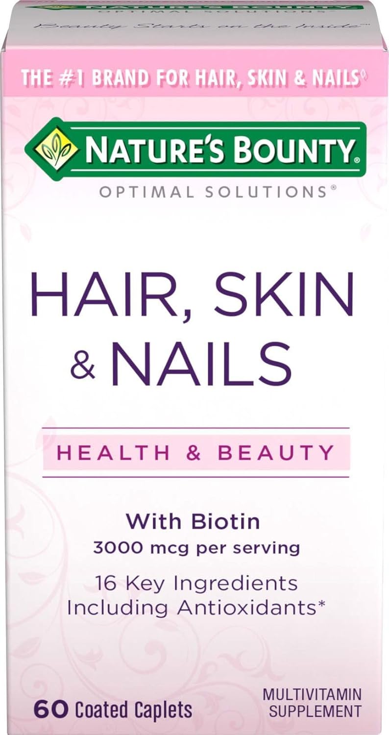 60 Count Nature's Bounty Optimal Solutions Hair, Skin, and Nails Formula Tablets - Supports Healthy Hair, Skin, and Nails