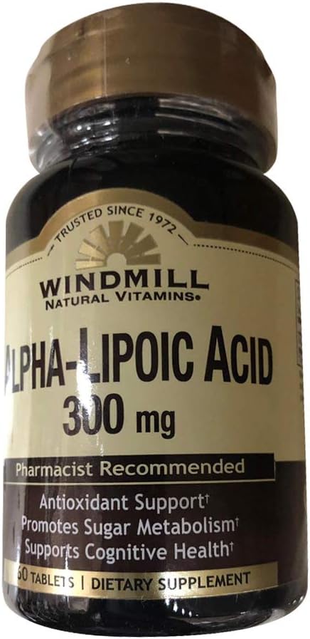 60 Count Windmill Alpha Lipoic Acid 300 Mg Tablets for Antioxidant Support