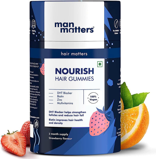 60-Day Supply of Strawberry Flavored Biotin Hair Gummies with Vitamin A, C, E, Zinc, DHT Blocker - Vegetarian & Sugar-Free for Healthy Strong Hair