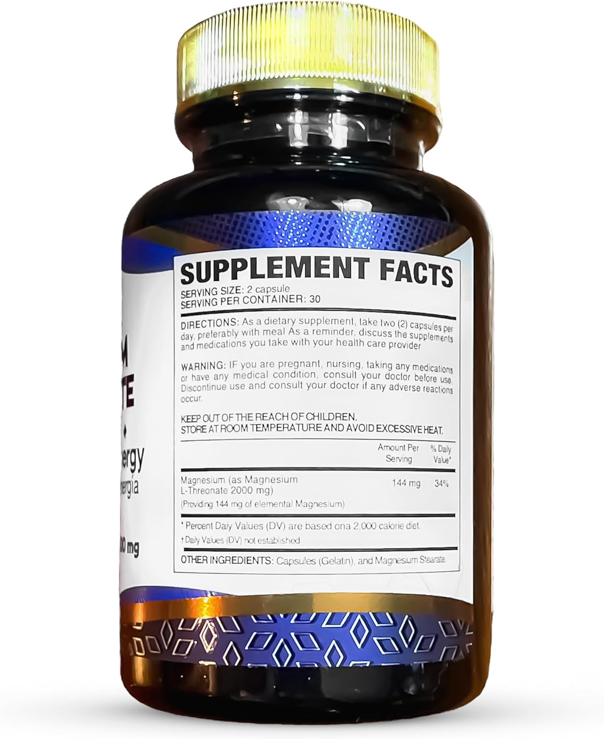60 Farcom Magnesium L-Threonate Capsules for Memory Enhancement, Emotional Stability, and Neurological Health