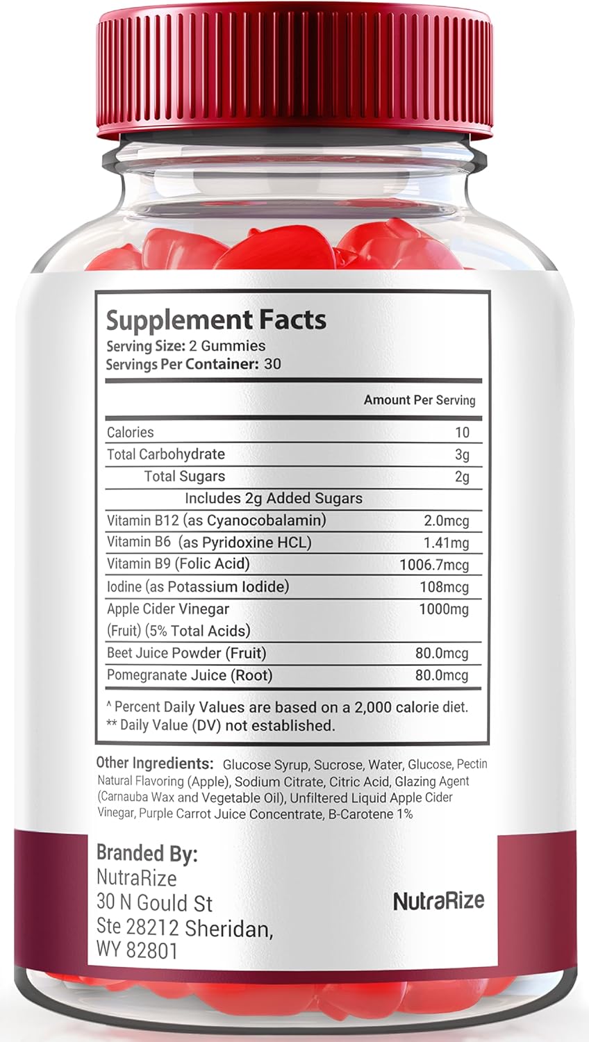 60 NutraRize Ketologenic Keto ACV Gummies for  Slimming Formula  & Detox - Apple Cider Vinegar Vitamin Supplement